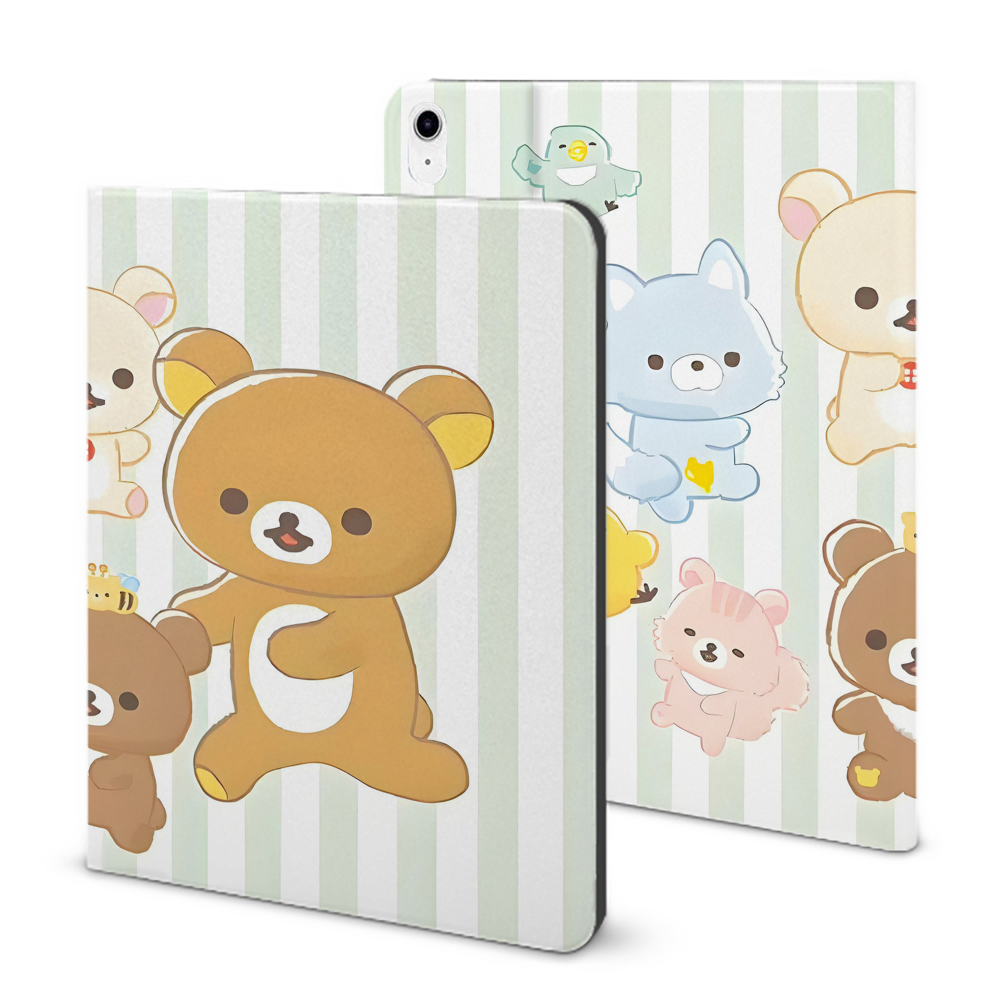 （画像用） リラックマ リラックマ キイロイトリ Rilakkuma Korilakkuma Kiiroitori IPad ケース ブック型 PUレザー TPU 耐衝撃 軽量 薄型 ペン収納なし 全面保護 IPad 各モデル対応